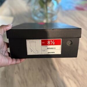 Brown peep toe booties